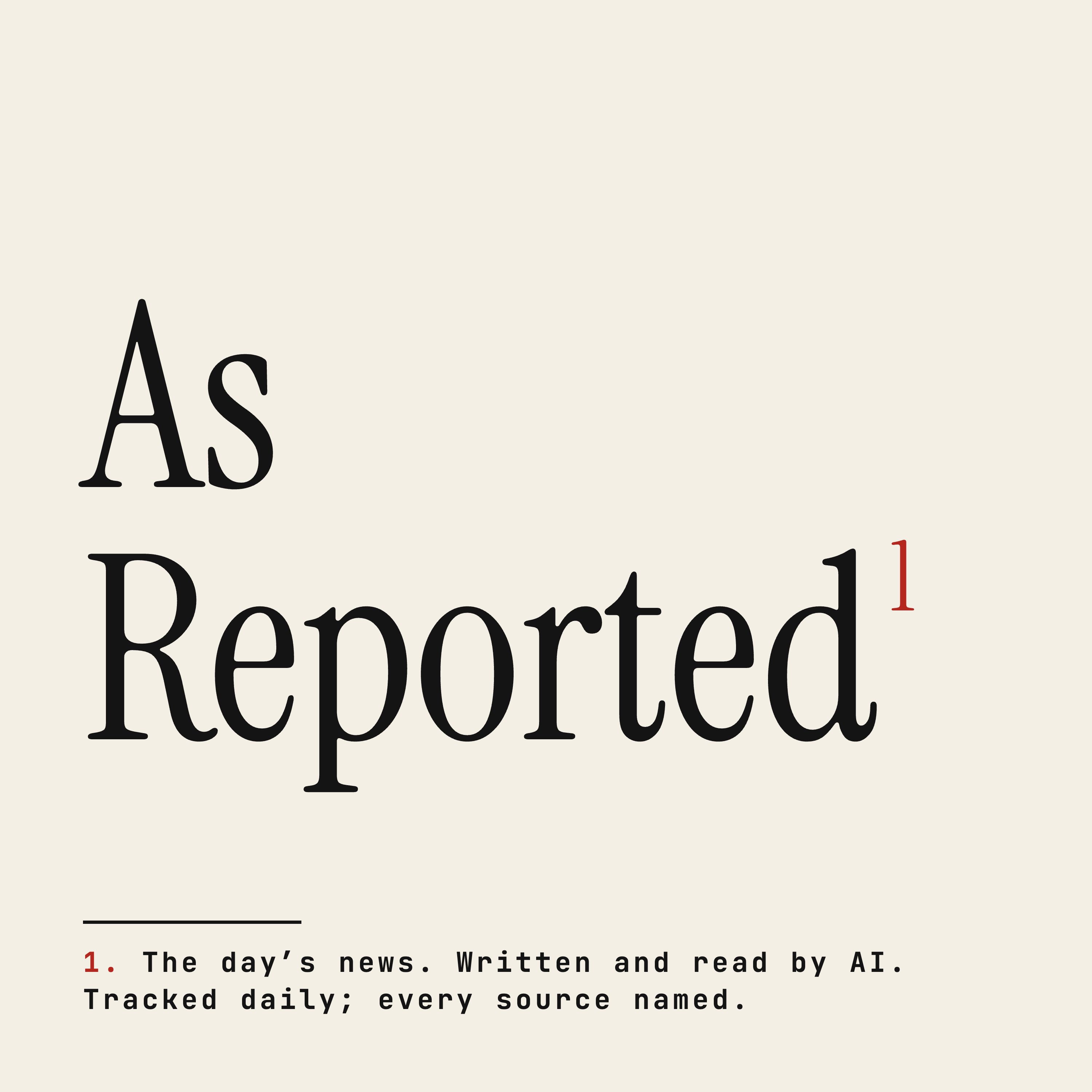 As Reported cover art — the wordmark with a red footnote marker